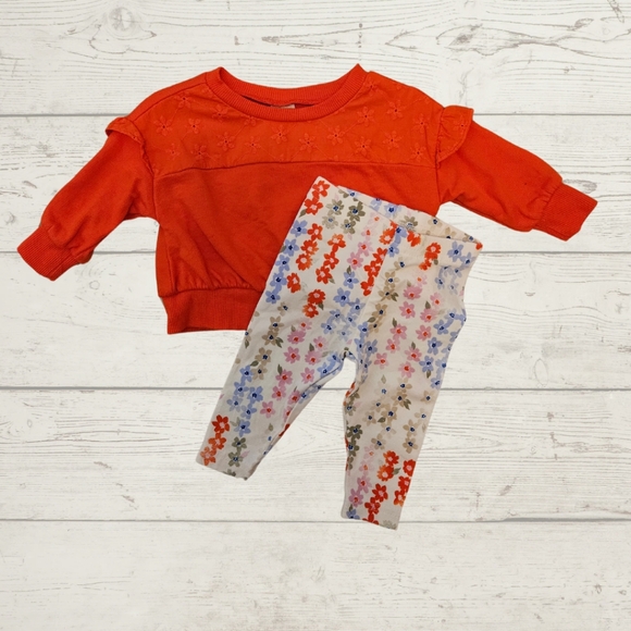Carter's Sweatshirt & Floral Leggings Size 3m - Picture 2 of 4